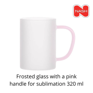 Frosted Glass with pink handle for Sublimation